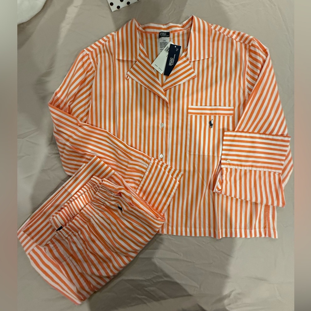 Polo by Ralph Lauren Orange and White Striped Women's Pajama Set - Picture 11 of 16